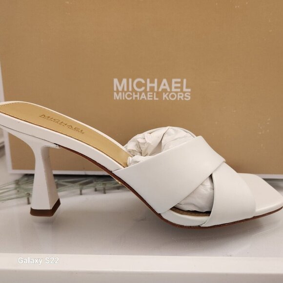 Michael Kors Clara Mule Leather Sandals Optic White Size 6. NIB. - Picture 1 of 11